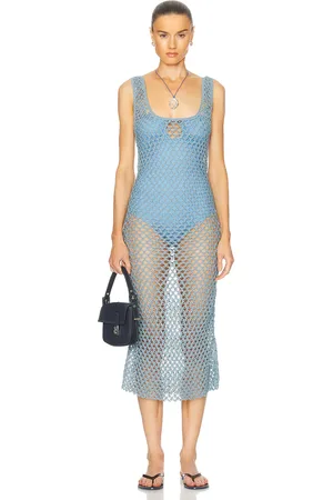 Escvdo Illapa Crochet Midi Dress in Baby Blue