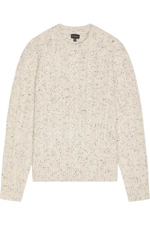 CLUB MONACO Chunky Cable Mock Neck Sweater in Grey