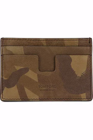 Tom Ford Camo Nubuck T Line Cardholder in Green
