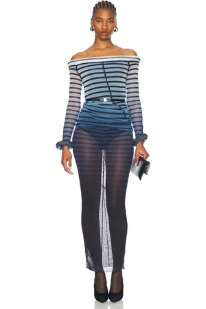 Jean Paul Gaultier 3d Collar And Cuff Long Dress in Blue