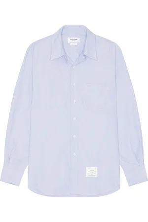 Thom Browne Straight Fit Long Sleeve Oxford Shirt in Baby Blue