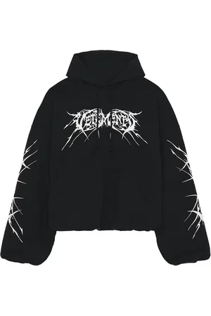 Vetements Death Metal Cropped Boxy Hoodie in Black