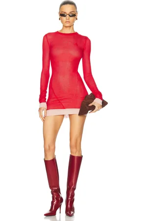 The Attico Long Sleeve Mini Dress in Red