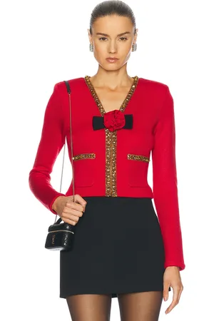 Self-Portrait Textured Knit Corsage Cardigan in