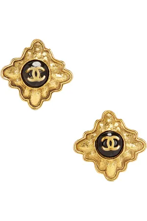 CHANEL 1988 Coco Mark Clip-On Earrings in Metallic