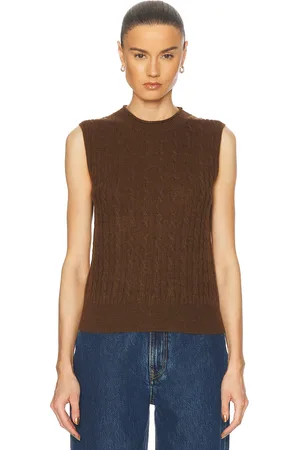 Guest In Residence Cashmere Cable Vest in Brown