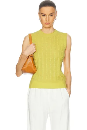 Guest In Residence Cashmere Cable Vest in Yellow