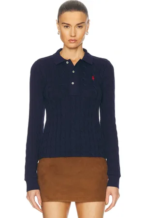 Ralph Lauren Knit Collar Sweater in Navy