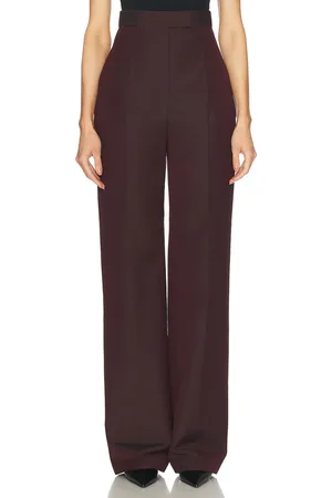 Alexander McQueen Wide Leg Trouser in Burgundy