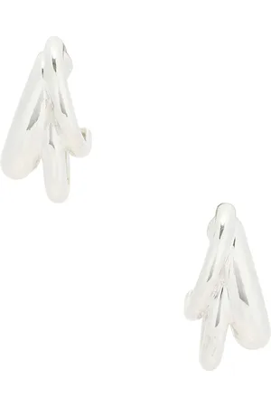 mega Triple Time Earrings in Metallic Silver