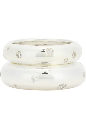 mega Donut With Sprinkle Ring Duo in Metallic Silver