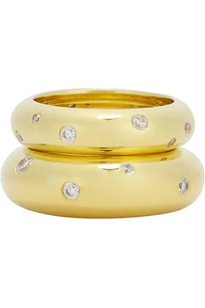 mega Donut With Sprinkle Ring Duo in Metallic Gold