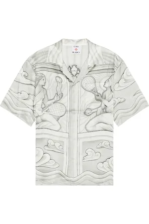 Casablanca Short Sleeve Cuban Collar Shirt in Grey