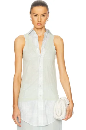 Maison Margiela Sleeveless Button Up Top in Sage