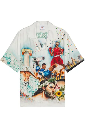 Casablanca Short Sleeve Cuban Collar Shirt in White