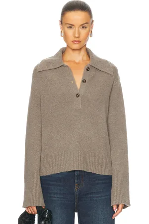 Jenni Kayne Cashmere Stevie Polo Sweater in Grey
