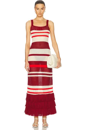 JOHANNA ORTIZ Embayed Dress in Burgundy