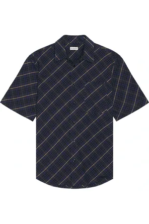 Burberry Short Sleeve Oxford Check Shirt in Navy