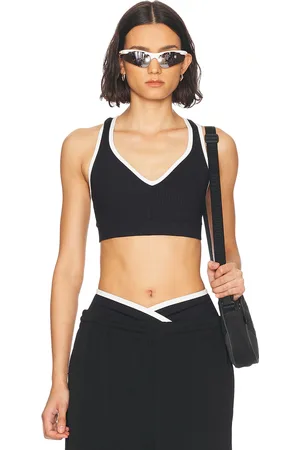 YEAR OF OURS Ribbed V Neck Sports Bra in Black