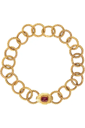 CHANEL Stone Choker Necklace in Metallic
