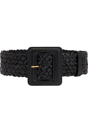 Saint Laurent Woven Leather Belt in Black
