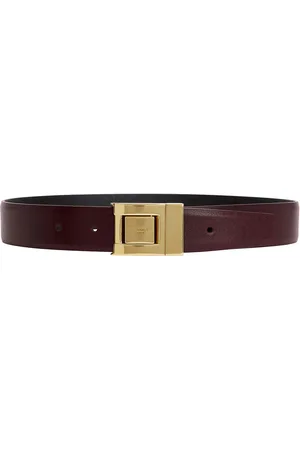 Saint Laurent Leather Belt in Wine
