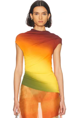 MONSE Off Shoulder Jersey Top in Rust