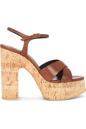 Saint Laurent Bianca Platform Sandal in Brown
