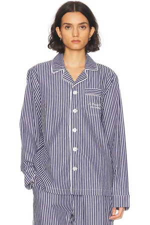 Sporty & Rich X Le Bristol Paris Faubourg Pajama Top in Navy