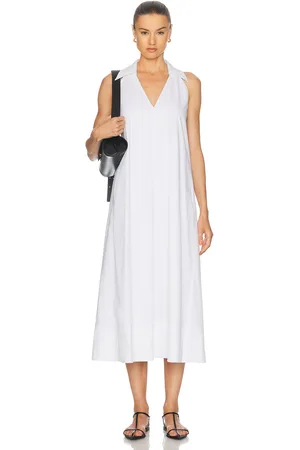 SIMON MILLER Nava Poplin Midi Dress in Ivory