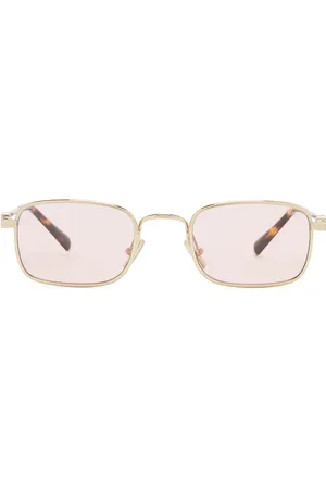 Miu Miu Rectangular Sunglasses in Metallic Gold