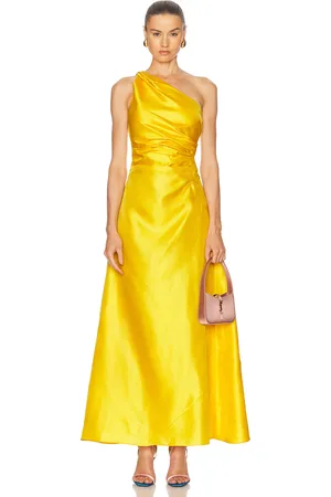 Staud Este Silk Dress in Yellow