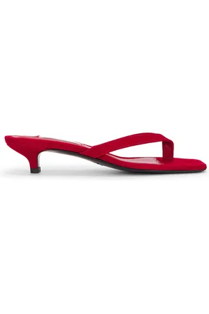 Totême Leather Heeled Flip Flop in Red