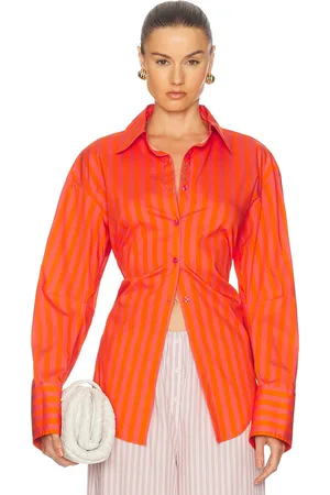 SIMON MILLER Loch Poplin Button Up Top in Orange