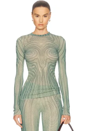 Jean Paul Gaultier Spiral Long Sleeve Top in Blue