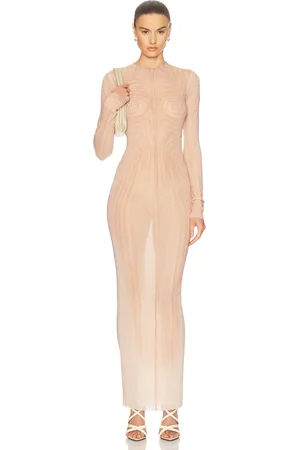 Jean Paul Gaultier Spiral Long Dress in Nude