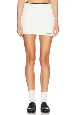 Sporty & Rich Serif Logo Mini Cable Skirt in Ivory