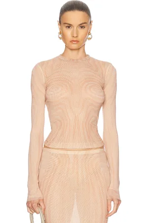 Jean Paul Gaultier Spiral Long Sleeve Top in Blush