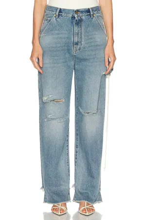 DARKPARK Lisa Chain Adorned Loose Fit Carpenter Straight Leg in Blue