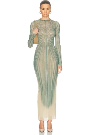 Jean Paul Gaultier Spiral Long Dress in Teal