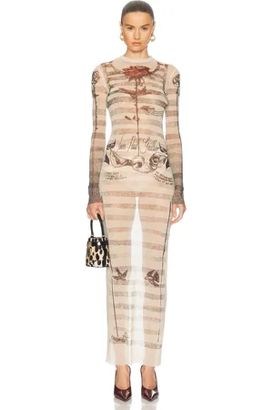Jean Paul Gaultier Tattoo Mariniere Long Dress in Black,White