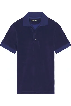 Tom Ford Towelling Short Sleeve Polo in Blue