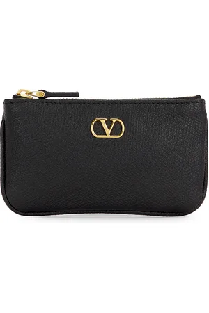 VALENTINO GARAVANI V Logo Signature Coin Purse in Black