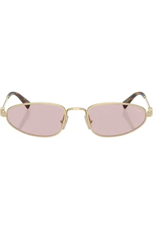 Miu Miu Narrow Sunglasses in Metallic Gold