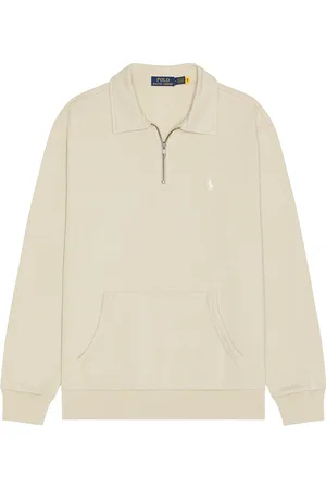 Ralph Lauren Loopback Terry 1/2 Zip Sweatshirt in Beige
