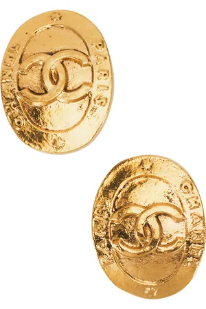 CHANEL CC Oval Clip-On Earrings in Metallic