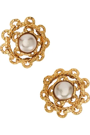 CHANEL Pearl Clip-On Earrings in Metallic