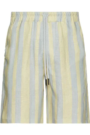Oas Mist Strata Nicola Linen Shorts in Blue,Yellow