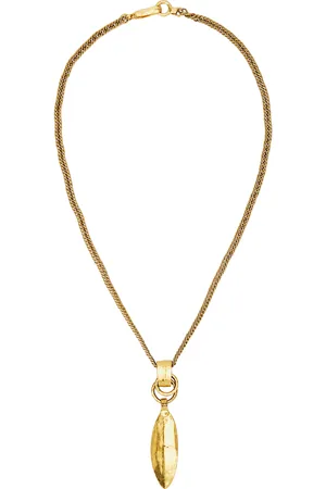 CHANEL 1998 CC Feather Necklace in Metallic