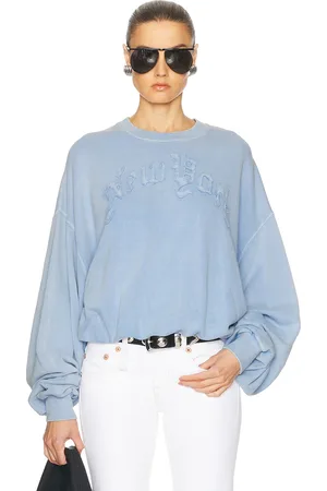 R13 New York Balloon Crewneck Sweater in Baby Blue